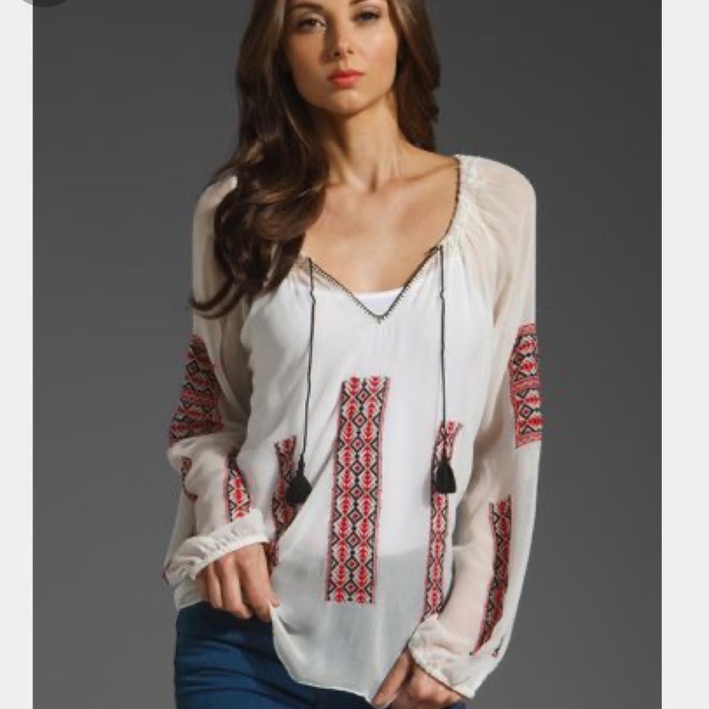 Love Sam embroidered silk top new with tags XS